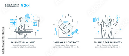 Set of illustrations concept with business concept. Workflow, growth, graphics. Business development, milestones, start-up. linear illustration Icons infographics. Landing page site print poster. Line