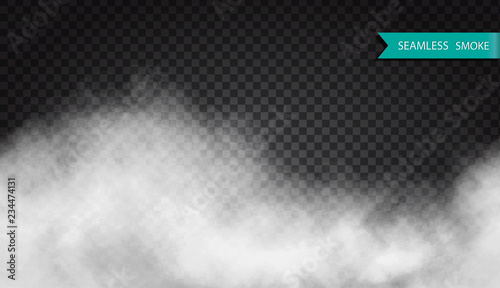 Fog or smoke seamless transparent special effect. White vector cloudiness mist or smog pattern vector