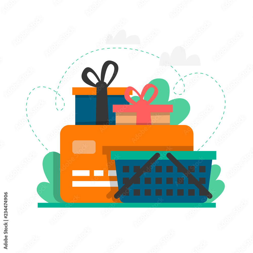 Shopping, gifts, credit card. 