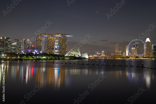 Marina Bay View of Singapore city landmark. Hotel, cityscape in summer