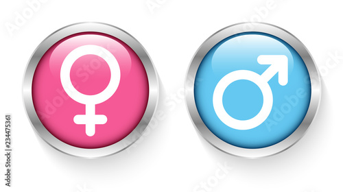 Male & Female Buttons Silver Rounded