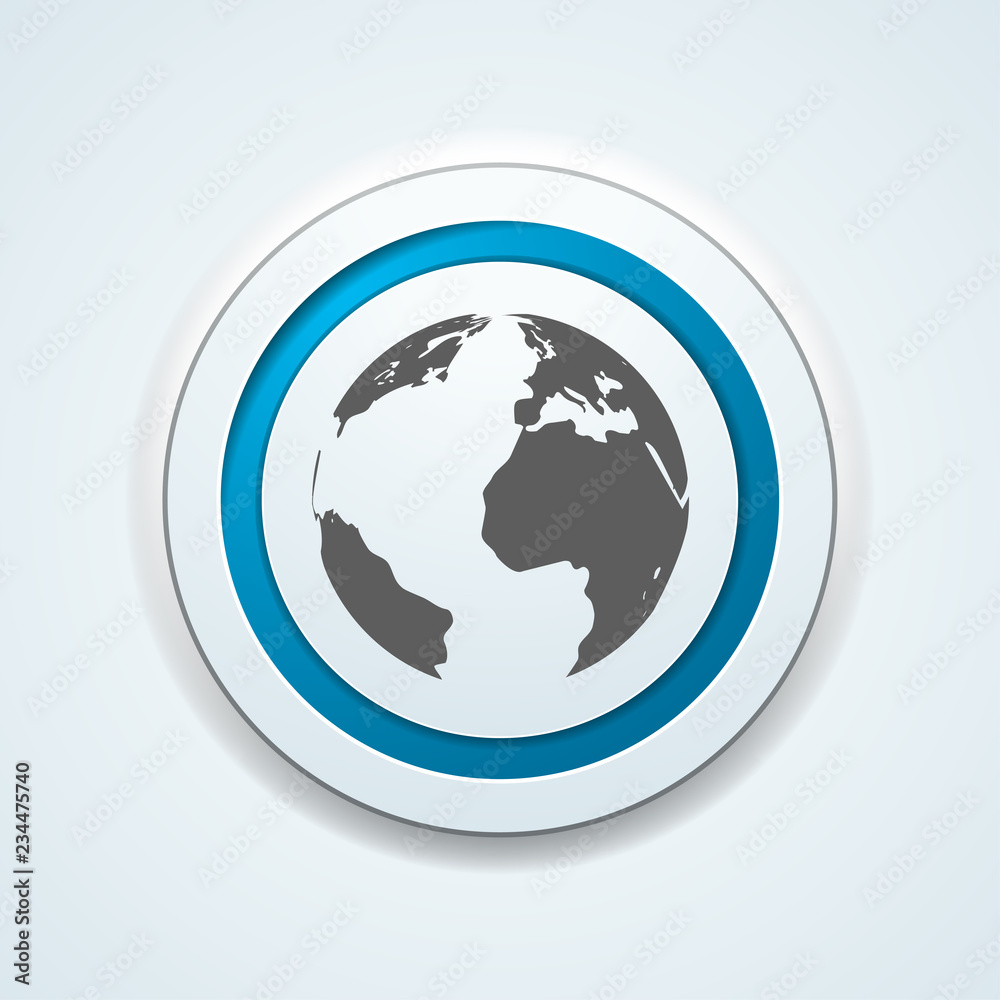 Earth Planet button illustration