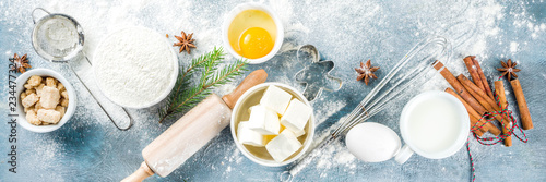 Bilde på lerret Christmas and winter baking background