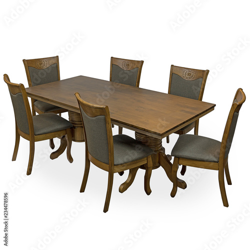 Dining table and chairs isolated