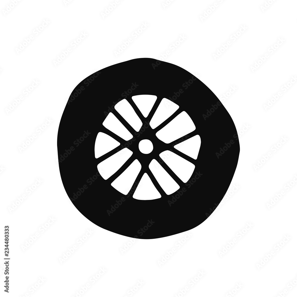 Obraz premium car wheel silhouette vector. isolated object