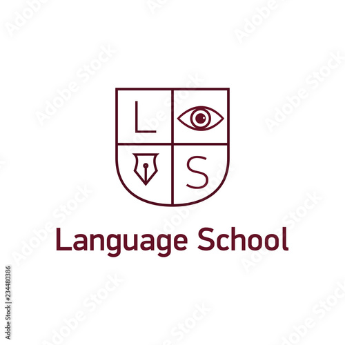 Vector logo template for language school. Logotype concept design for translation, linguistic center, teachers. Emblem, icon education. EPS10.
