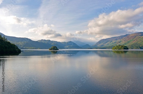 View of Derwent Water toward Borrowdale from Friars Crag, Lake District, Cumbria, England