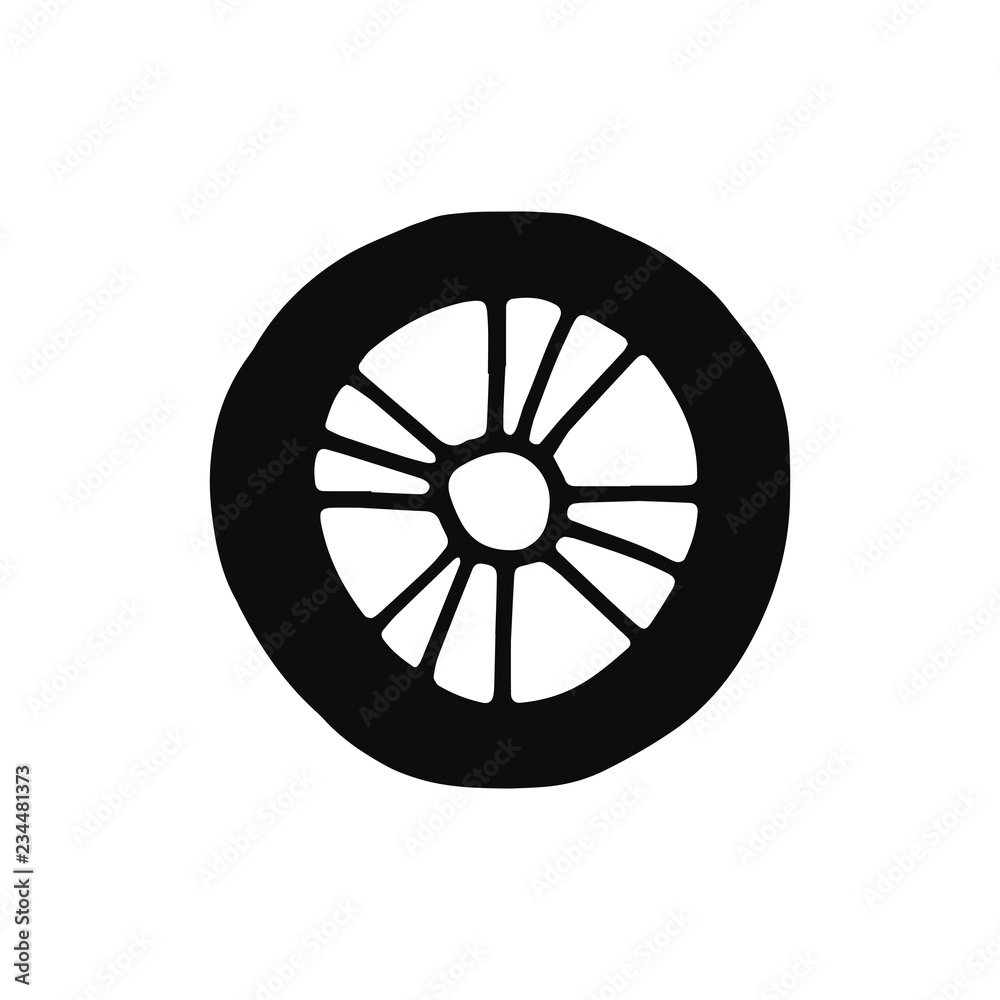 car wheel silhouette vector. isolated object