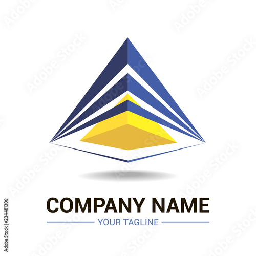 Vector logo template for finance, credit, building, architect company. Illustration of blue prism. Creative geometric logotype. EPS10.