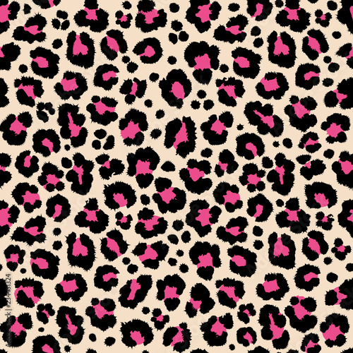 Jungle exotic safari leopard pattern texture repeating seamless pink black print