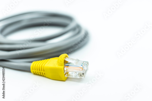 Network cable on white background.