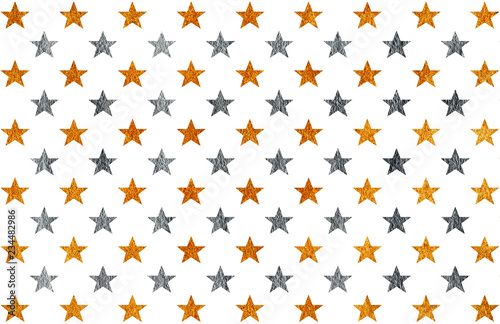 Golden and silver painted stars pattern.