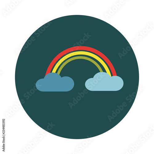 Flat Rainbow in clouds on white background icon