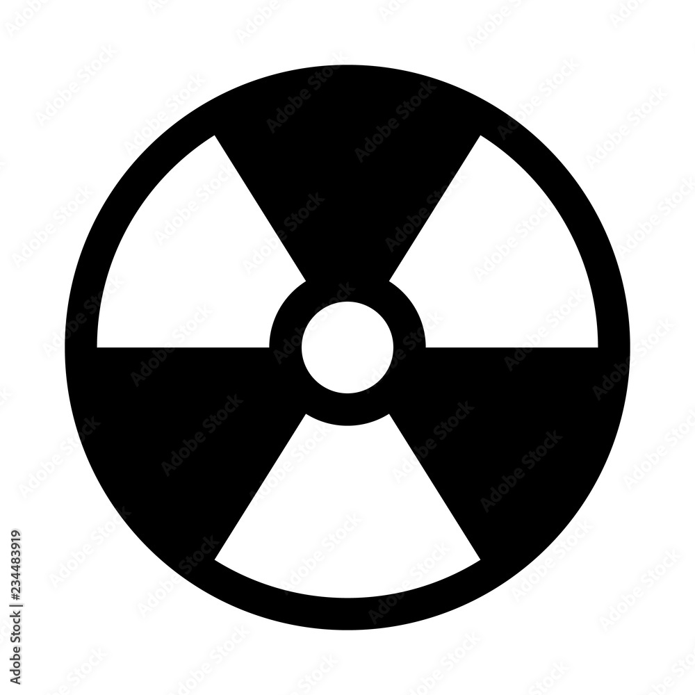 Radioactive material sign. Symbol of radiation alert, hazard or risk. Simple flat vector illustration in black and white. Radioactive material sign. Symbol of radiation alert, hazard or risk. Simple flat vector illustration in black and white.