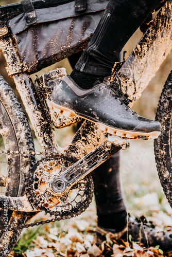 Bicycle covered in mud