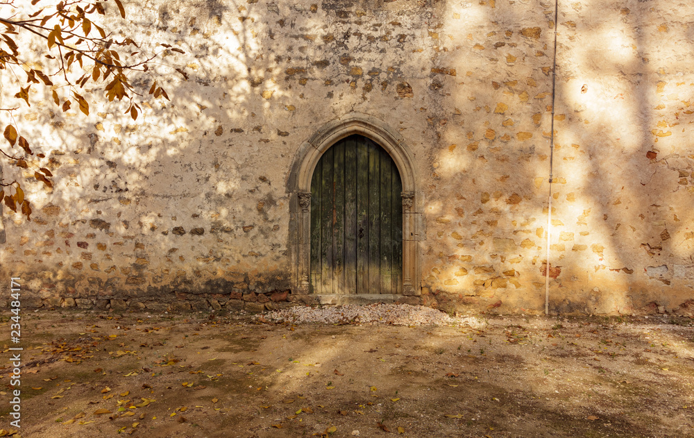 Medieval green castle door in Portugal Medieval green castle door in Portugal