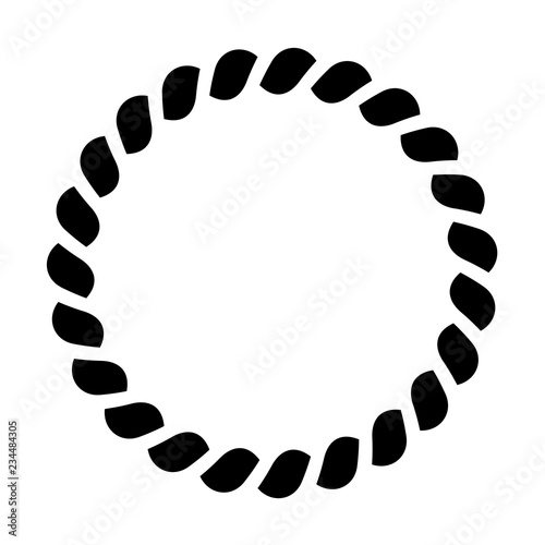 Circle of rope pattern. Ornamental decorative frame. Black vector illustration.