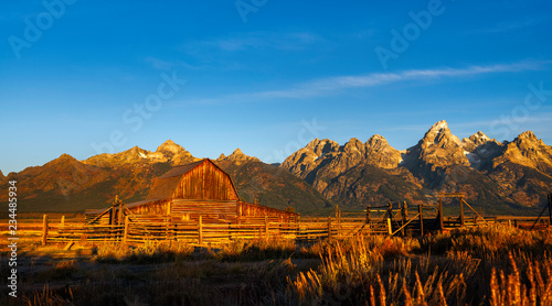 Sunrise on old barn at Mormon Row