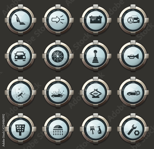 Car shop icons set