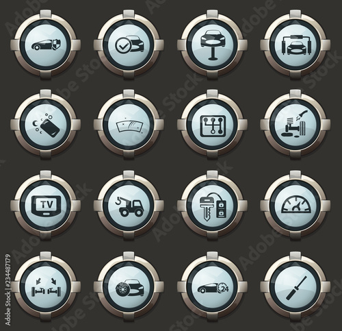 Car shop icons set