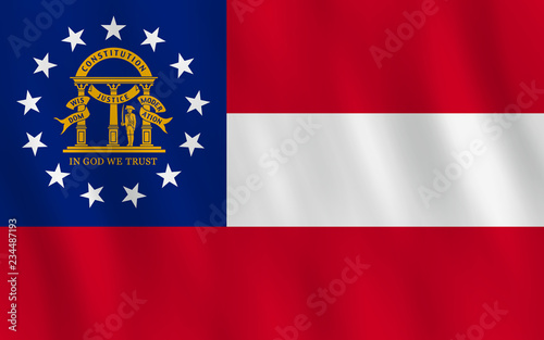 Georgia US state flag with waving effect, official proportion.