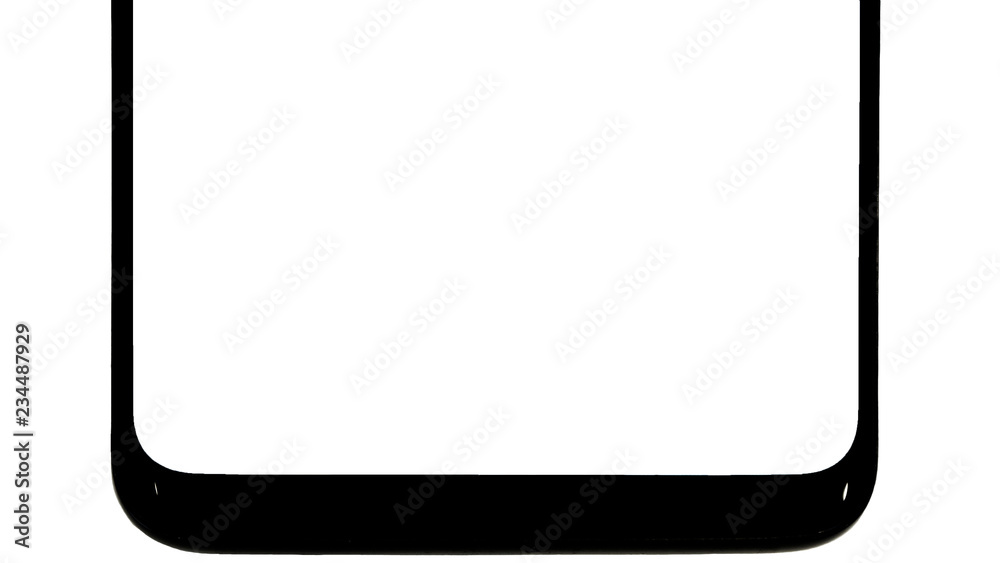 Bottom part of a generic smartphone, isolated on a white background. The white area is easy to replace with your own image.
