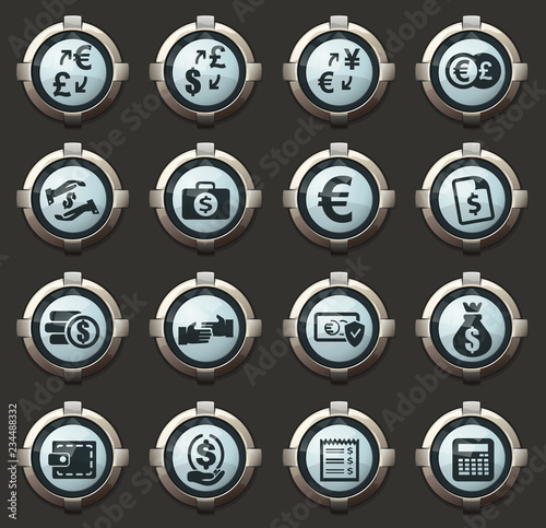 Currency exchange icons set
