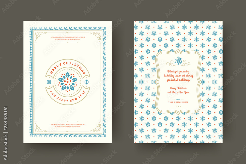 Naklejka premium Christmas greeting card design template vector illustration.