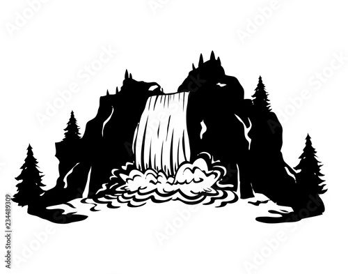 waterfall Silhouette vector