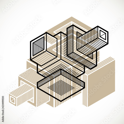 3D design, abstract vector dimensional cube shape.