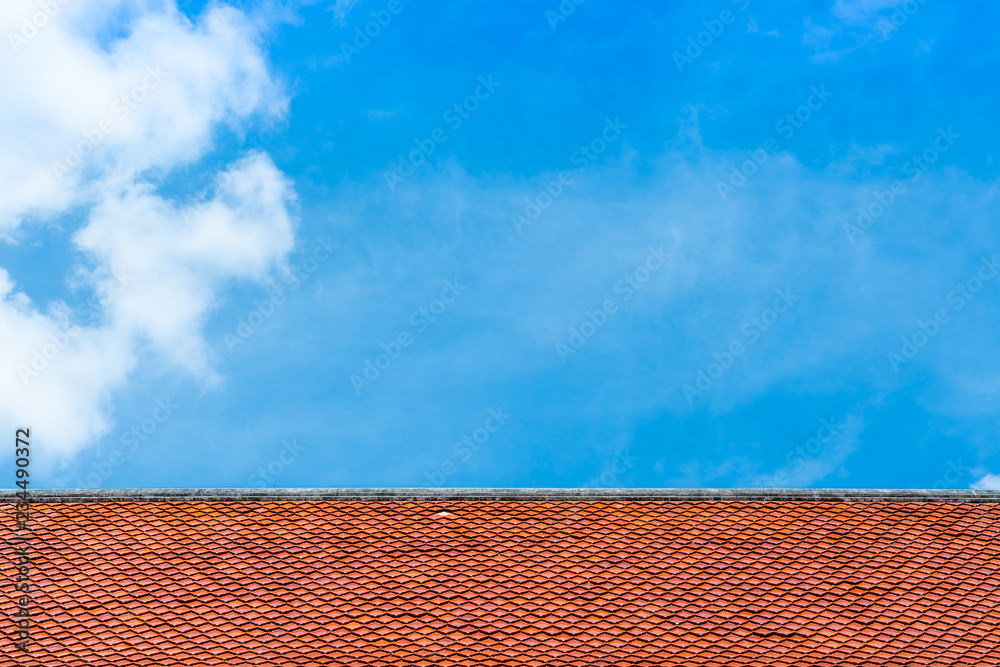 Roof tiles with blue sky.