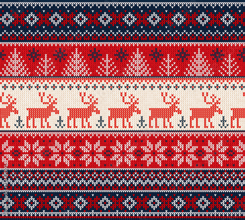 Ugly sweater Merry Christmas Happy New Year seamless pattern frame.