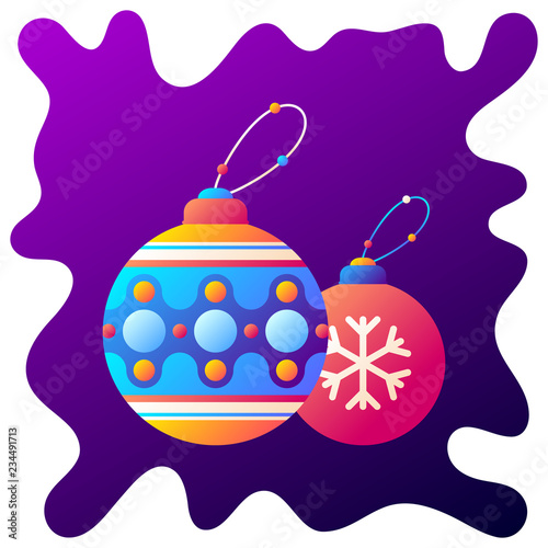 Christmas tree ball gradient flat icon with fluid background.
