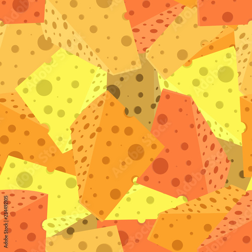 Background of cheese with holes. Vector illustration cheese seamless pattern.