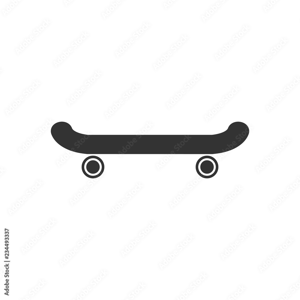 Skateboard. Black Icon Flat on white background