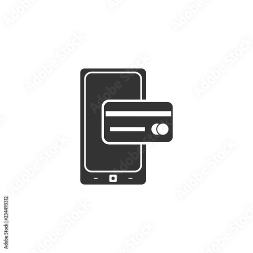 Mobile payment. Black Icon Flat on white background
