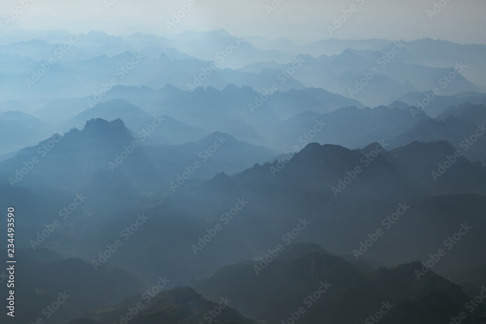 beautiful picturesque mountains from the height of a bird's eye