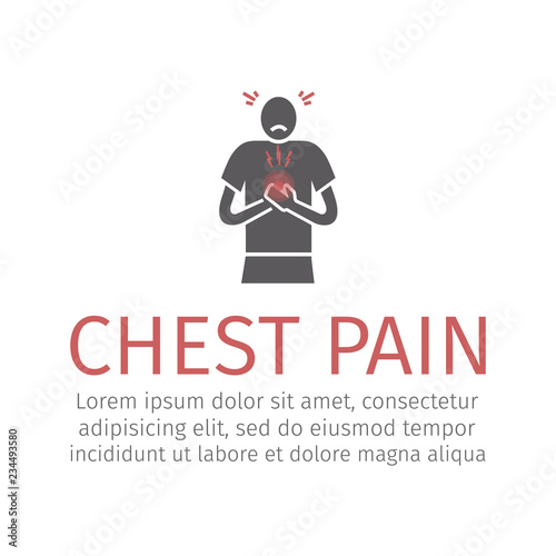 Breast pain, Flat icon. Vector sign for web graphic.