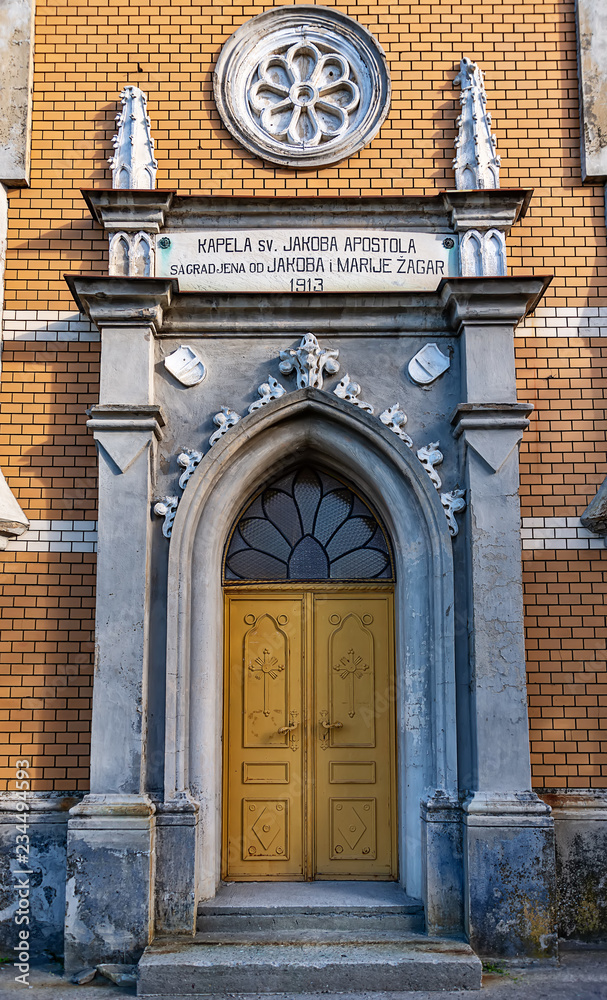 Fototapeta premium Sremski Karlovci, Serbia - May 2, 2018: Capel of St. Jacob's Apostle on local cemetery in Sremski Karlovci, Serbia.