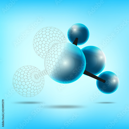 structure of atom, molecule in 3D
