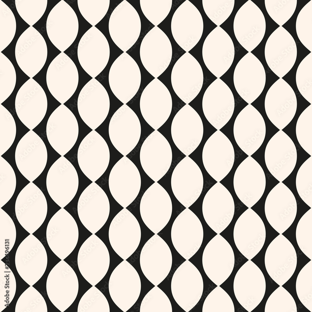 Fototapeta premium Vector geometric seamless pattern with ovate shapes, curved lines, repeat tiles