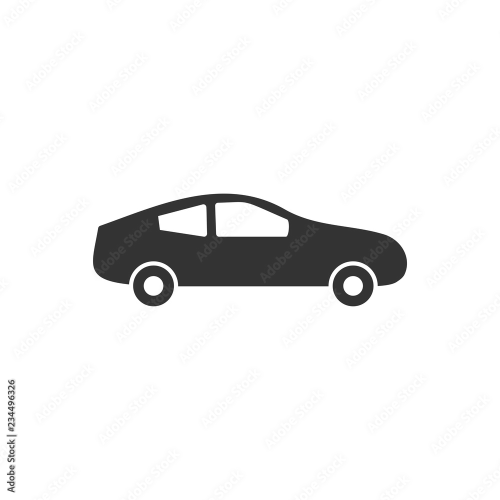 Car. Black Icon Flat on white background