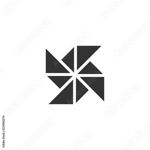 Paper Windmill. Black Icon Flat on white background