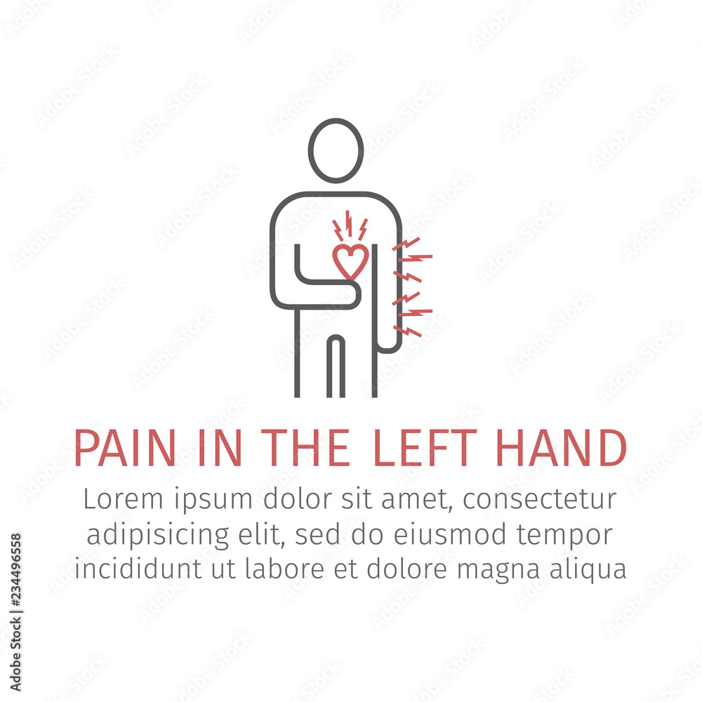 pain in the left hand. Vector sign for web graphic. pain in the left hand. Vector sign for web graphic.