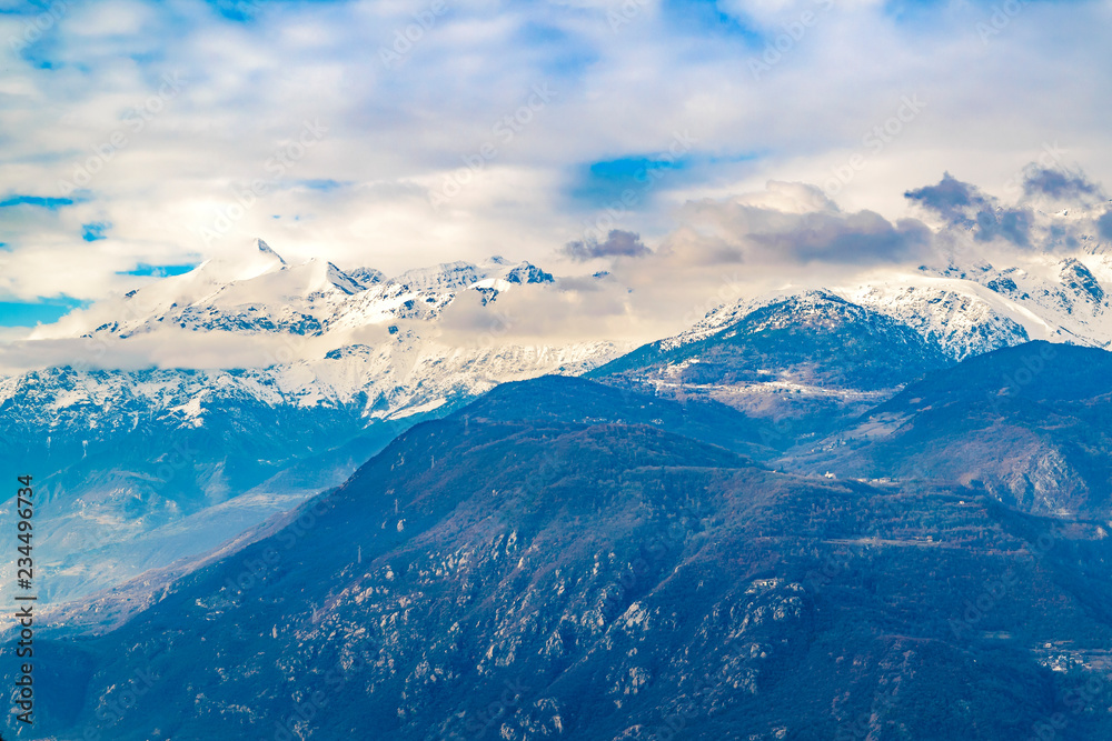 Alpes Mountains Aerial View, Piamonte, Italy
