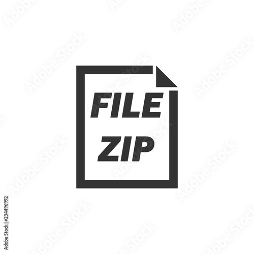 ZIP File. Black Icon Flat on white background