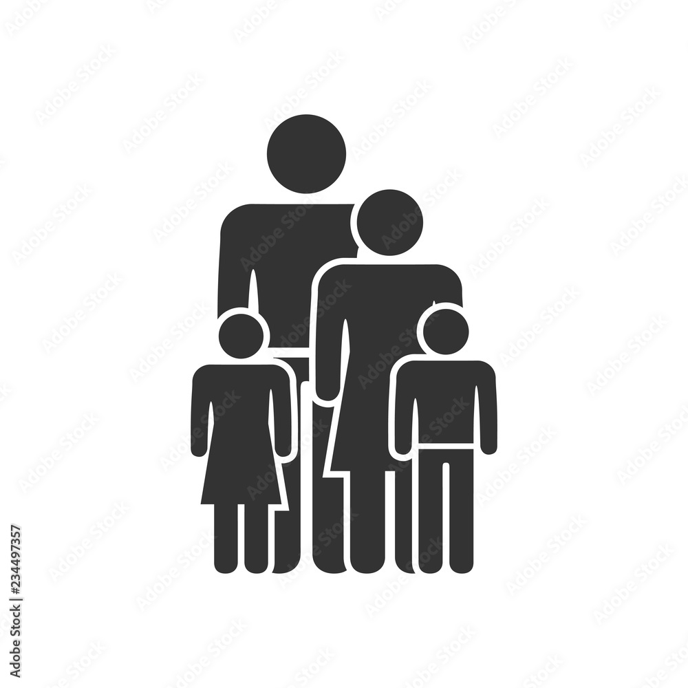 Family. Black Icon Flat on white background Family. Black Icon Flat on white background