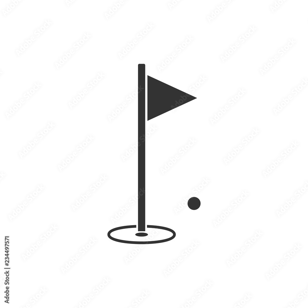 Golf Flag. Black Icon Flat on white background Golf Flag. Black Icon Flat on white background