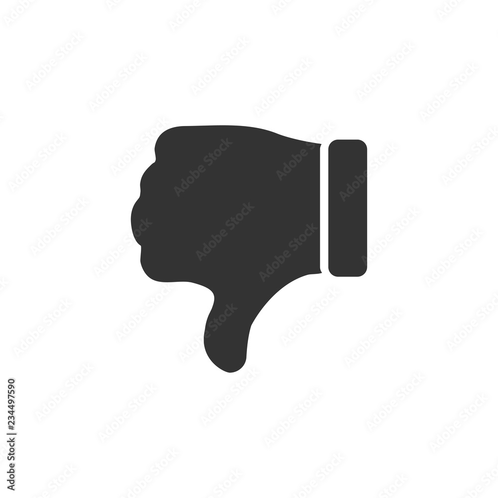 Dislike, Hand Thumb Down. Black Icon Flat on white background Dislike, Hand Thumb Down. Black Icon Flat on white background
