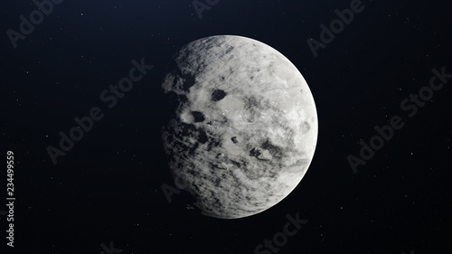 3D rendering dark night moon and blue space atmosphere, digital illustration